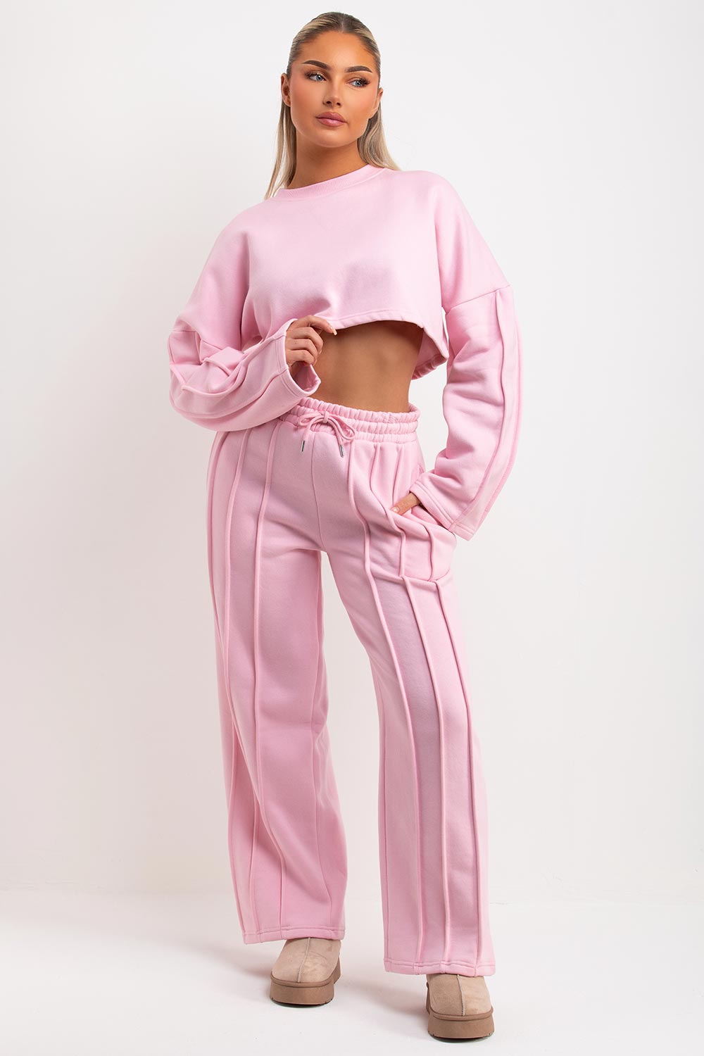 baby pink cropped-jumper-ribbed-tracksuit-styledup-fashion