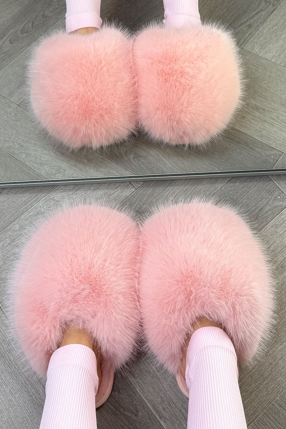 Faux Fur Fluffy Slippers Pink