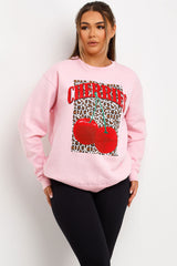 cherry leopard print jumper sweatshirt womens loungewear