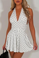 halterneck polka dot backless mini dress going out summer holiday outfit styledup white fox uk