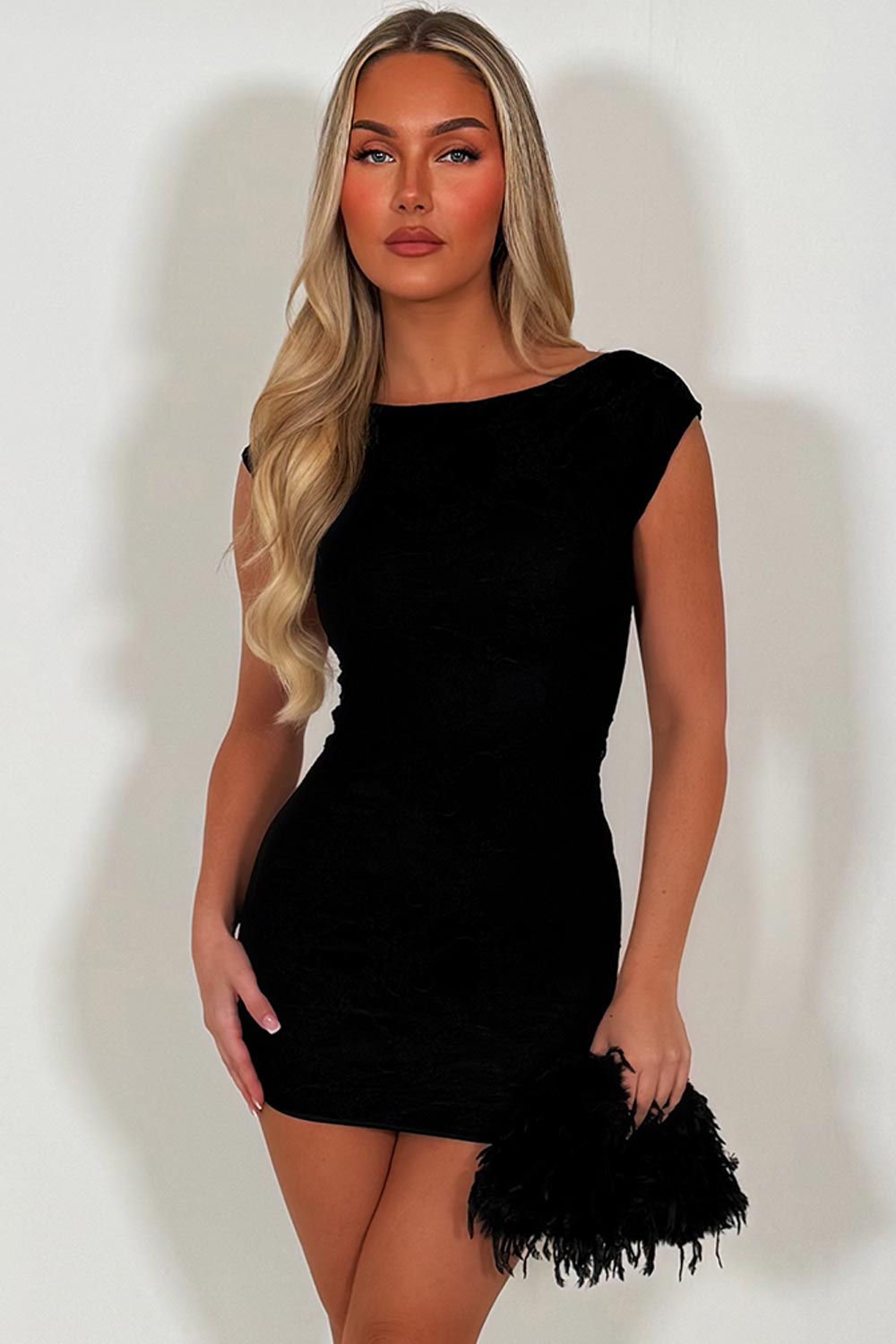 black lace mini backless dress styledup 