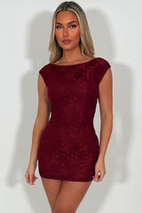 burgundy lace mini backless dress styledup 