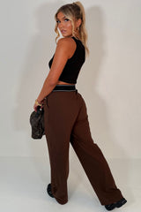 boxer style waist band wide leg trousers for womens alo uk