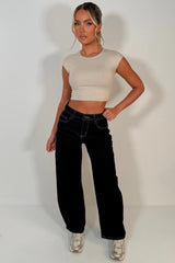 denim blue barrel leg zara balloon jeans mid waist womens styledup uk