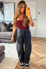 wide leg baggy jeans with studs womens denim 