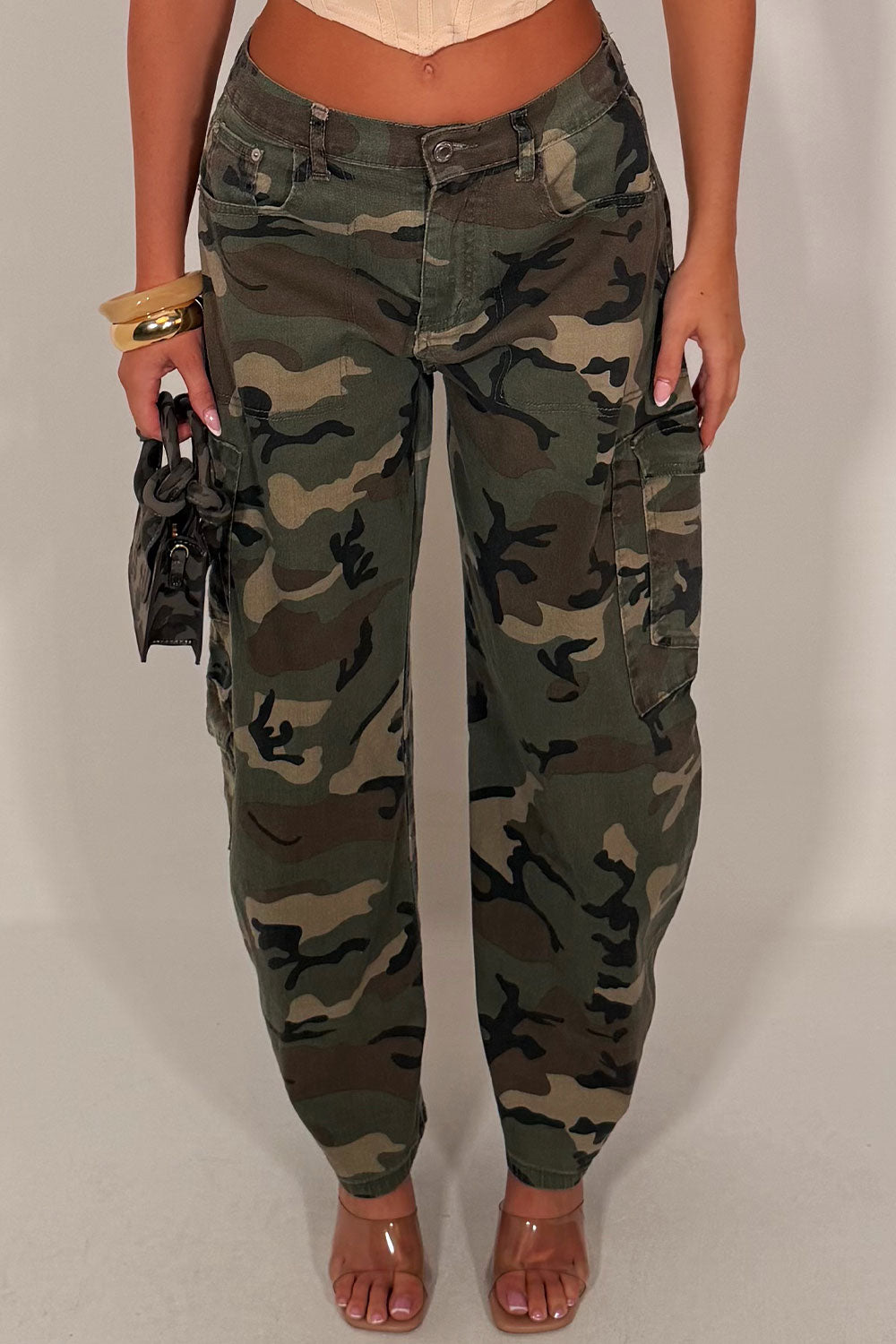 womens wide leg camouflage denim jeans 