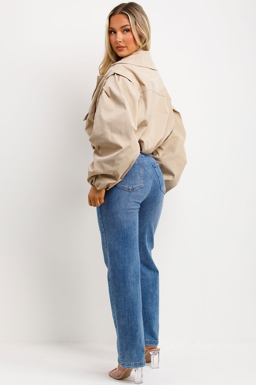 zara womens double breasted short trench jacket styledup