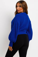 long sleeve oversized knitted jumper cropped womens knitwear