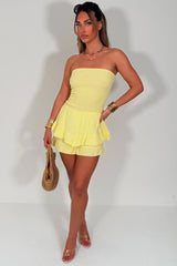 summer off shoulder playsuit with ruffle frilly hem styledup uk sale 