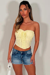 yellow lace corset top going out festival holiday outfit styledup uk