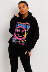 black oversized hoodie with be unique print