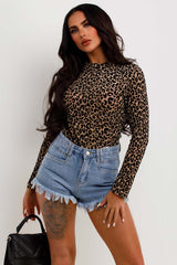 leopard print long sleeve bodysuit top summer festival holiday outfit