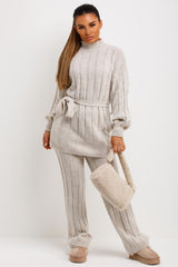 knitted belted loungewear co ord set