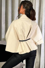 beige poncho cape with belt women's