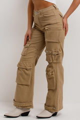 womens wide leg cargo jeans with pockets