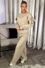 womens lounge set with cut out shoulders and bow detail