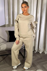 womens cut out shoulder bow detail loungewear co ord set