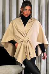 beige poncho cape with bow women's