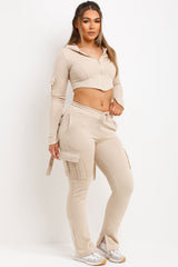 corset hoodie and cargo joggers with v cut waist ruched bum bad society club