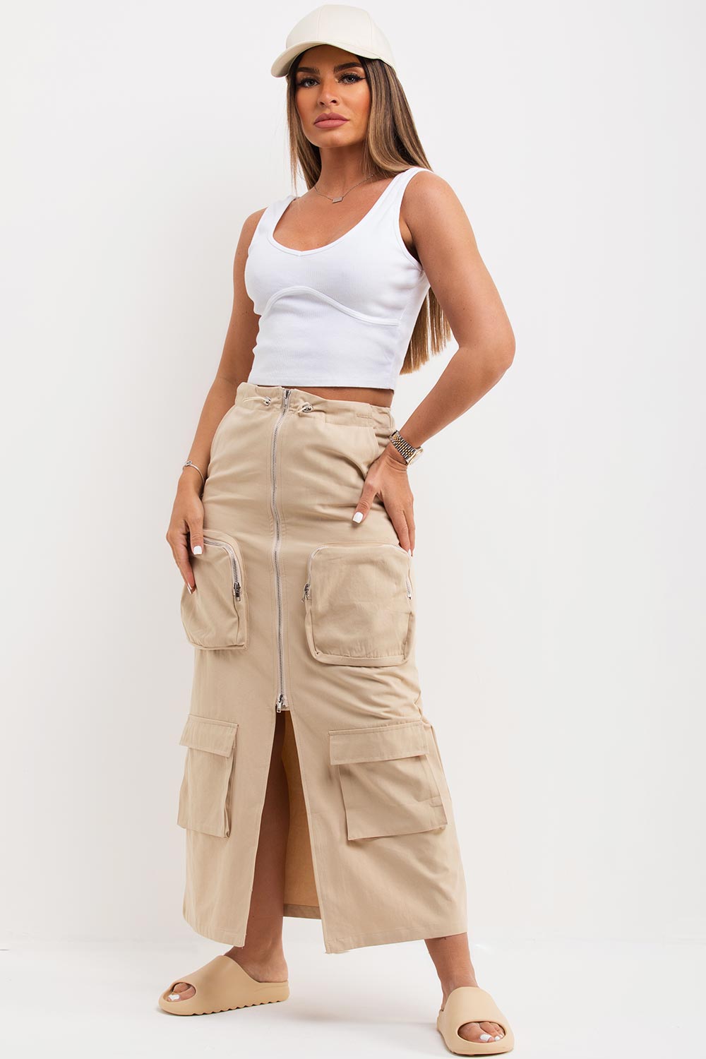 Embracing the Bold with the Utility Long Cargo Skirt