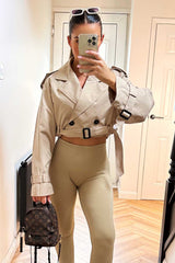 womens crop trench coat with belt sale