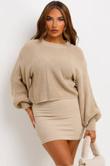 oversized knitted jumper cropped