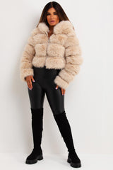 womens big faux fur coat with hood styledup fashion