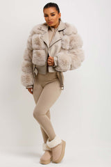 womens fur panel crop aviator jacket sale