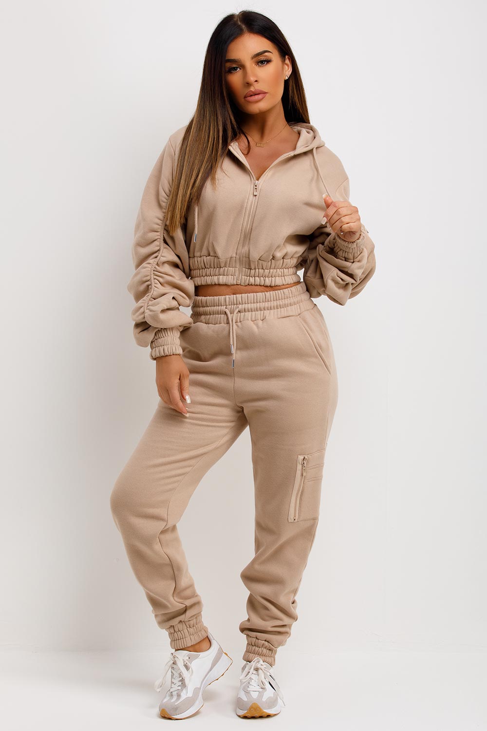 womens ruched tracksuit co ord set loungewear