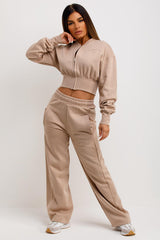 womens crop tracksuit with straight leg joggers