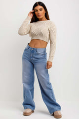 cable knit knitted jumper cropped top