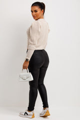 long sleeve crop knitted jumper with long sleeves