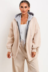 zip up hoodie cardigan two in one womens loungewear