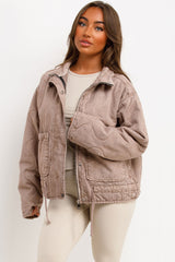 womens long sleeve quilted jacket with front pockets zara uk 