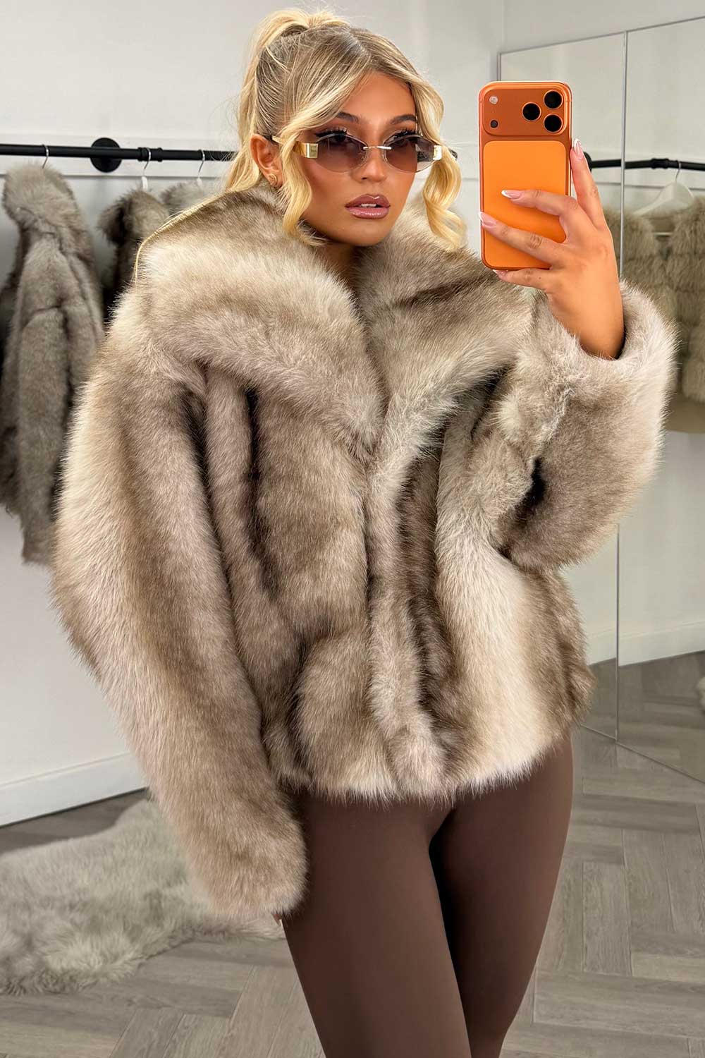 faux fur coat for womens with collar styledup