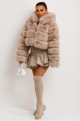 womens faux fur coat cropped
