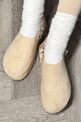 womens UGG Goldenstar platform slippers faux suede mule cloggs beige