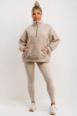 womens teddy bear sweatshirt half zip