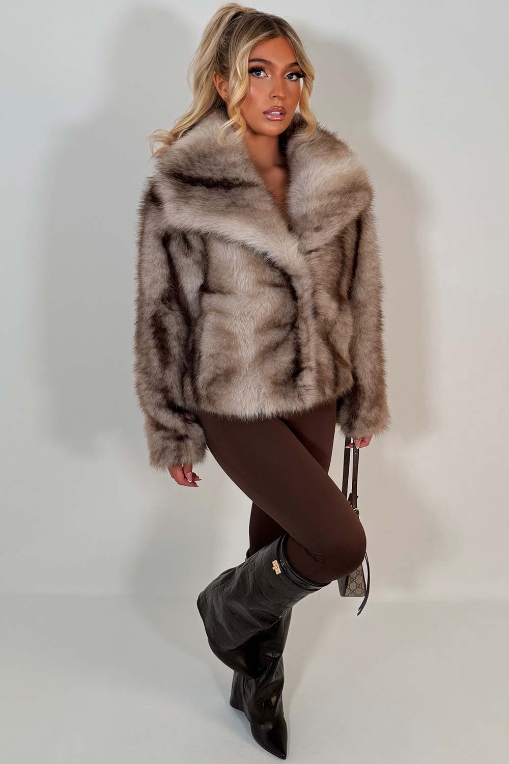 faux fur coat with collars styledup