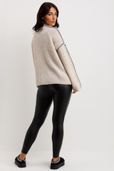 womens oversized knitted jumper with stitches