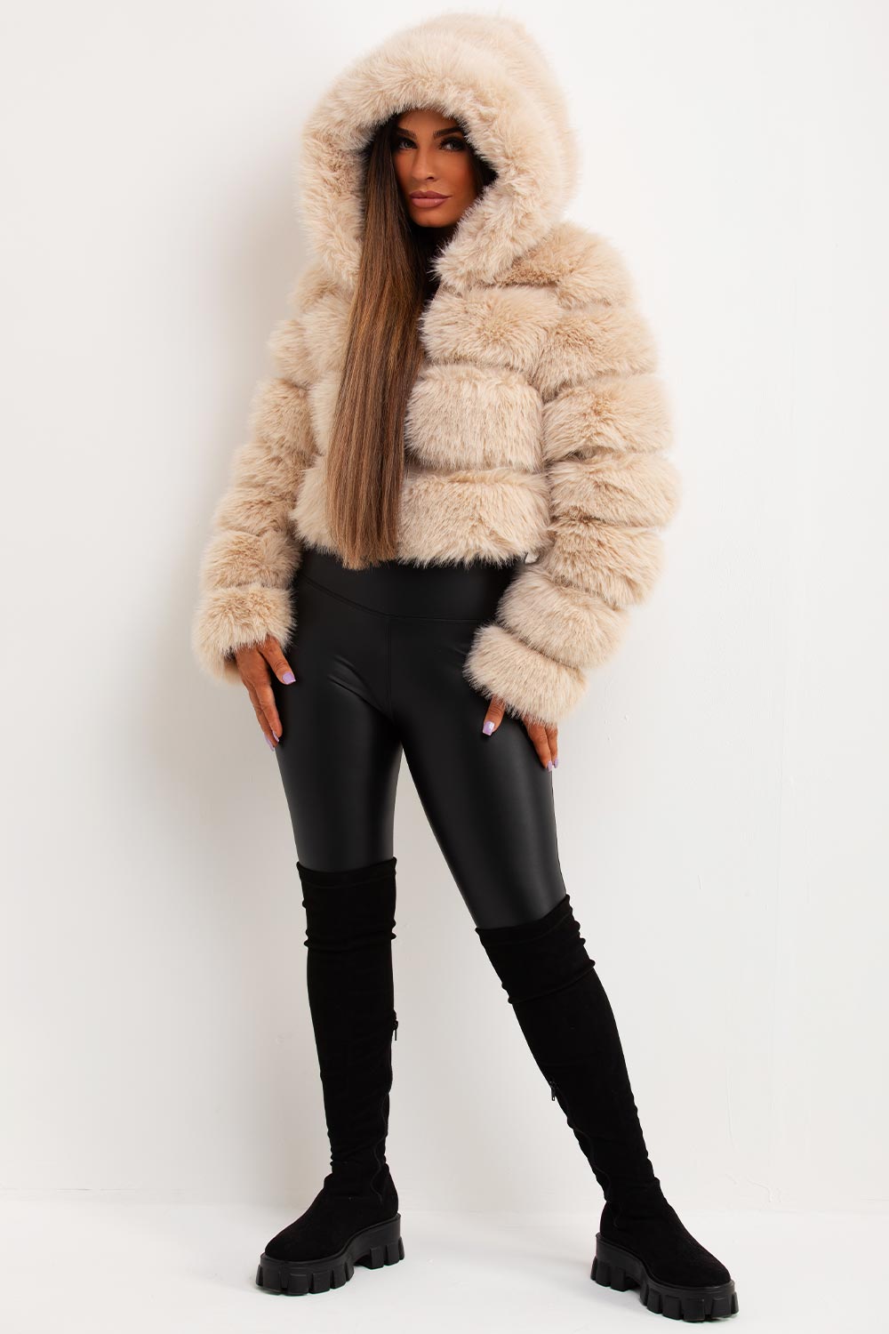 womens short faux fur coat sale uk premium quality