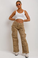 wide leg cargo jeans with pockets