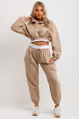 womens crop tracksuit hoodie and joggers set