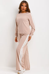 womens loungewear set with side stripe casual outfit co ord