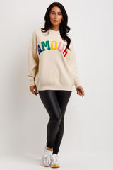 amour towelling knitted jumper beige