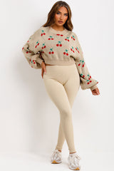 knitted jumper with cherry detail