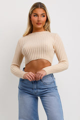 womens jumper with long sleeves cropped 