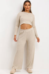 womens wide leg loungewear co ord set matching outfit