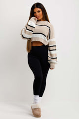 striped crop knitted jumper womens