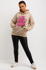 womens hooded sweatshirt with the lovely club slogan